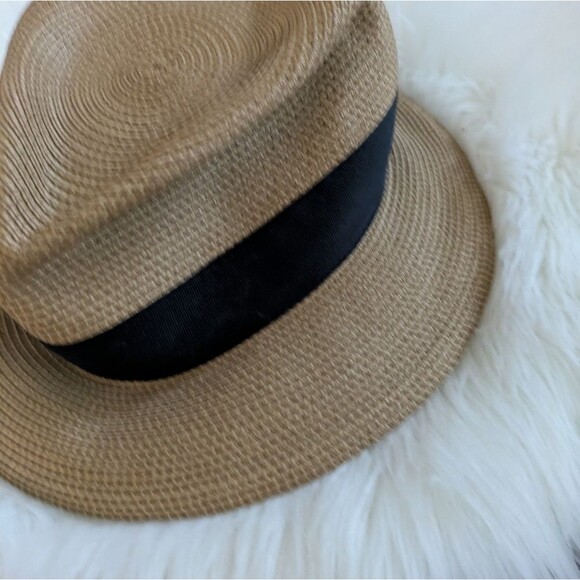 Eric Javits Classic Squishee® Straw Packable Fedora Natural Black Band Sun Hat - Picture 2 of 7